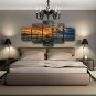 Sunset Beach Scene Multi 5 Panel Canvas Wall Art Set Canoe Fishing Boat Painting