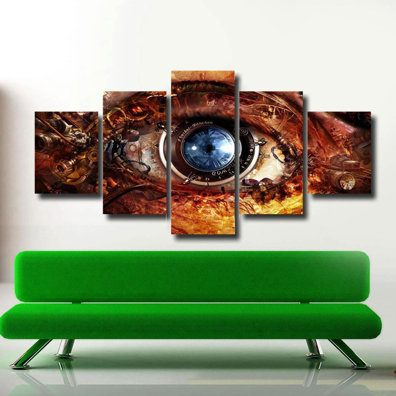 Vintage Multi 5 Panel Canvas Wall Nostalgic Art Livingroom Painting Eye Posters
