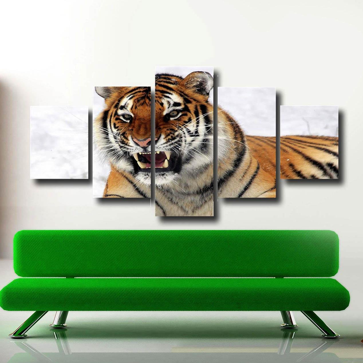 Tiger Painting Art Poster 5 Multi Panel Canvas Wall Art Bedroom Home ...