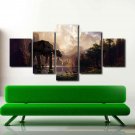 Vintage Forest Backdrop Painting Art Poster Multi 5 Panel Canvas Wall Art Decor