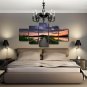Large Sunset Art Painting Bridge 5 Multi Panel Canvas Livingroom Wall Art Decals