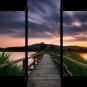 Large Sunset Art Painting Bridge 5 Multi Panel Canvas Livingroom Wall Art Decals