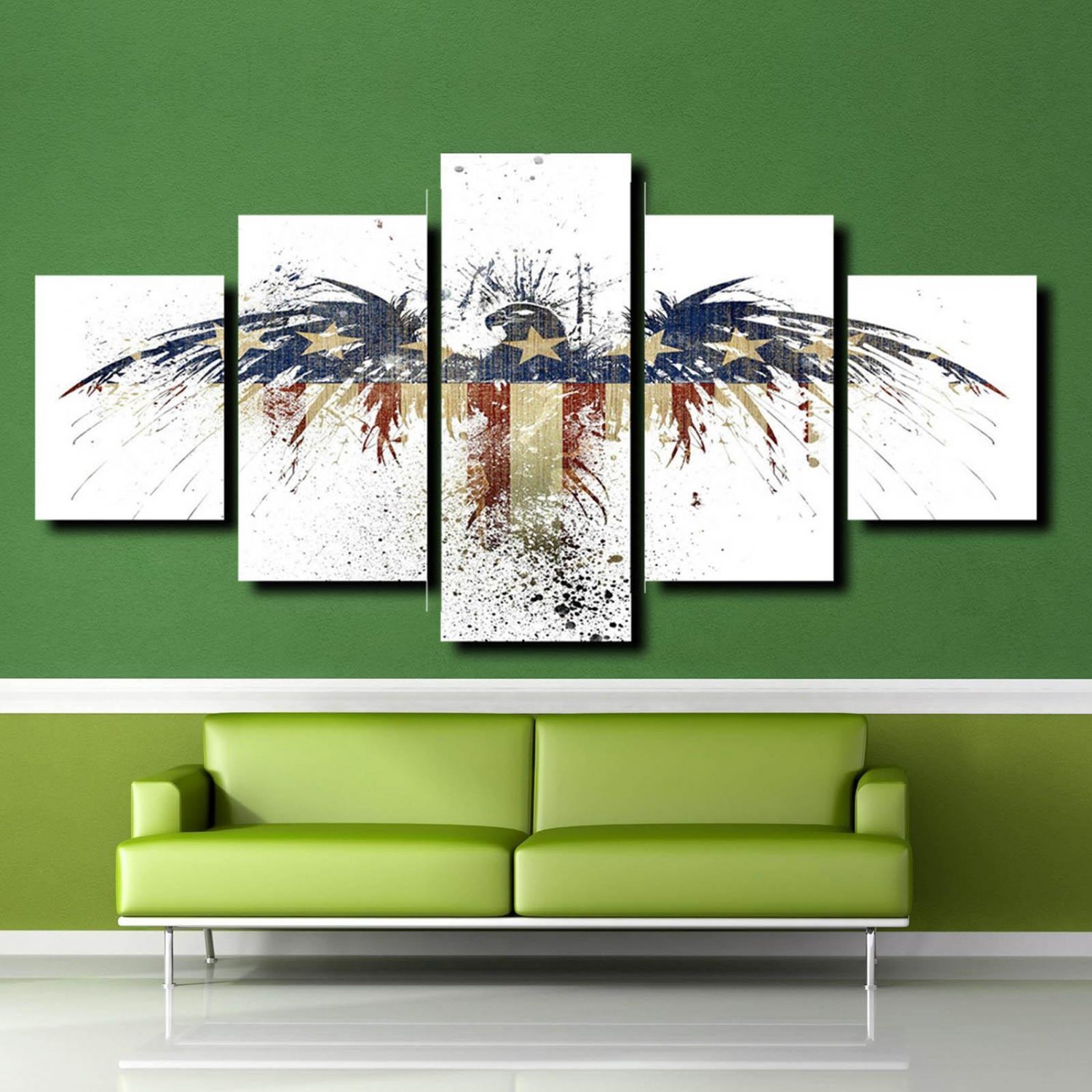 Vintage Multi 5 Panel Canvas Wall Art US Flag Bald Eagle Art Painting Decoration