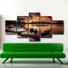 Cloud Evening Glow Oil Painting Art Poster Multi 5 Panel Canvas Wall Art Decor