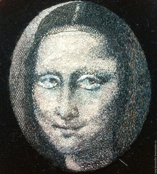 BENANDLU - Brooch pendant La Gioconda. Hand silk embroidery