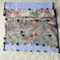 BENANDLU handmade - Scarf in blue striped and flower (silk, cotton, roses)