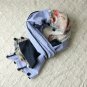 BENANDLU handmade - Scarf in blue striped and flower (silk, cotton, roses)