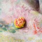 BENANDLU handmade - Scarf in blue striped and flower (silk, cotton, roses)