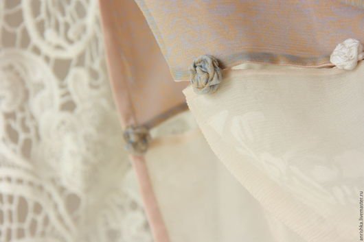 BENANDLU handmade - Tippet or scarf. Giorgio Armani silk, cotton, roses, stripes