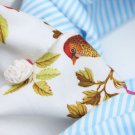 BENANDLU handmade - Tippet or scarf. Blue rim, birds, roses. Silk and cotton