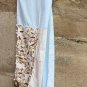 BENANDLU handmade - Tippet or scarf. Blue rim, birds, roses. Silk and cotton