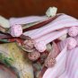 BENANDLU handmade - Tippet or scarf. Preppy style. Silk, cotton, roses, pink rim