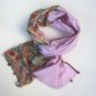 BENANDLU handmade - Tippet or scarf. Preppy style. Silk, cotton, roses, pink rim