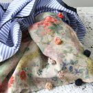 BENANDLU handmade - Tippet or scarf. Roses-stripes. Gucci cotton-silk Gucci