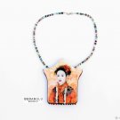BENANDLU  - Brooch pendant. Oriental Girl. Silk embroidery
