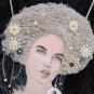 BENANDLU  - Brooch or pendant silk embroidery. "Lady in Rain".