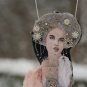 BENANDLU  - Brooch or pendant silk embroidery. "Lady in Rain".