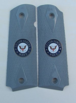 GRIPCRAFTER GREY DOUBLE DIAMOND NAVY 1911 GRIPS