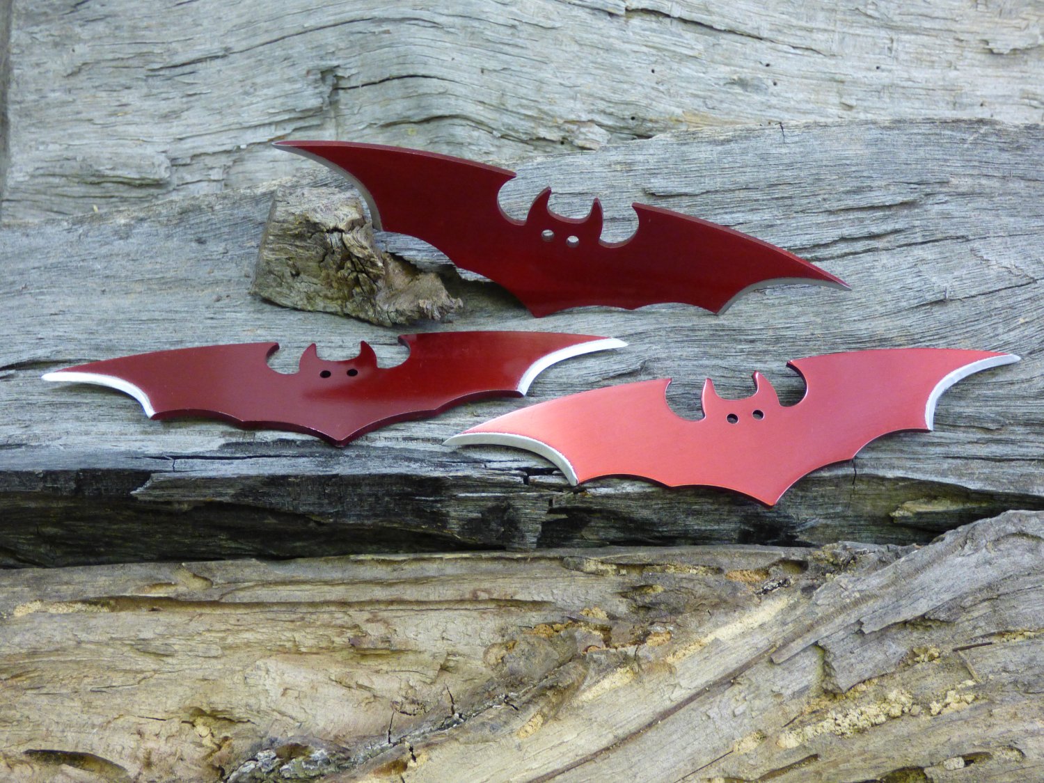 Batman 3 pcs 6 " Red Throwing Knife Set (You Get All Three) with case