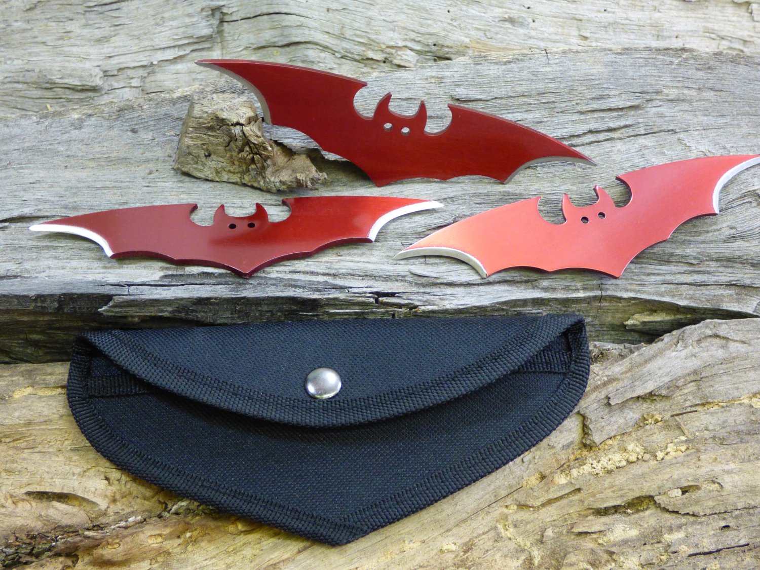Batman 3 pcs 6 " Red Throwing Knife Set (You Get All Three) with case