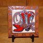 Ceramic art tile plate coaster stand display holder heavy duty black metal New