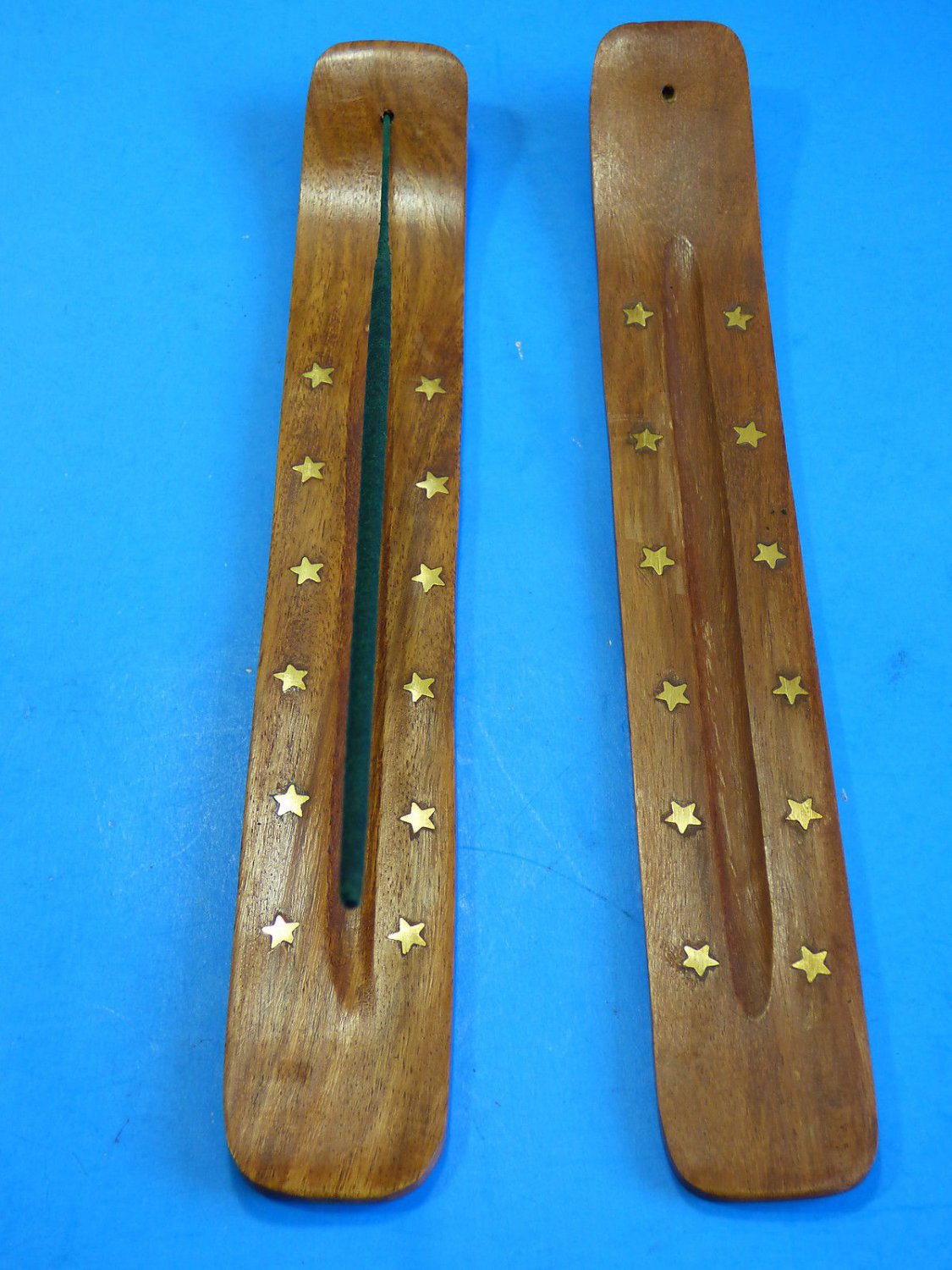 10 INCH Incense burner ash catcher for incense stick brass star inlay 2 pc's set