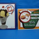 Vintage retro look diner kitchen hamburger ice cream 2pc metal sign 12x16 S57