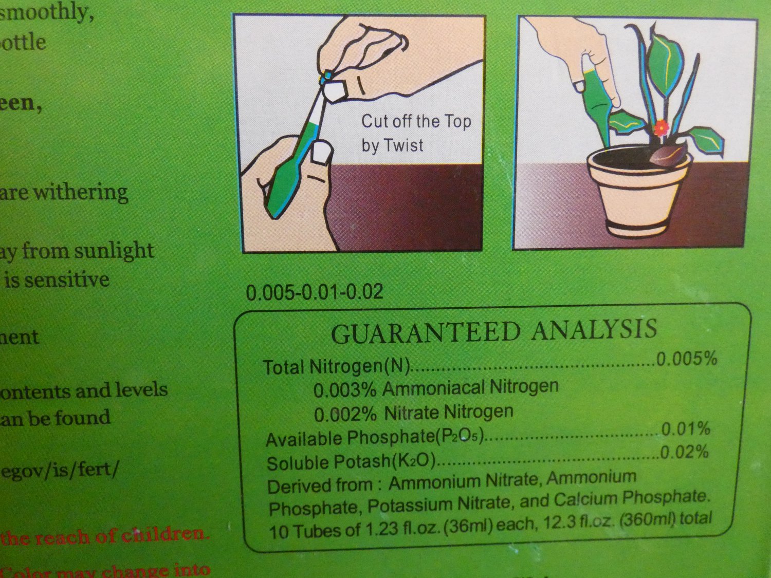 10 PCS SET Lucky Bamboo / Fertilizer plant food SUPER GREEN NO MIXING