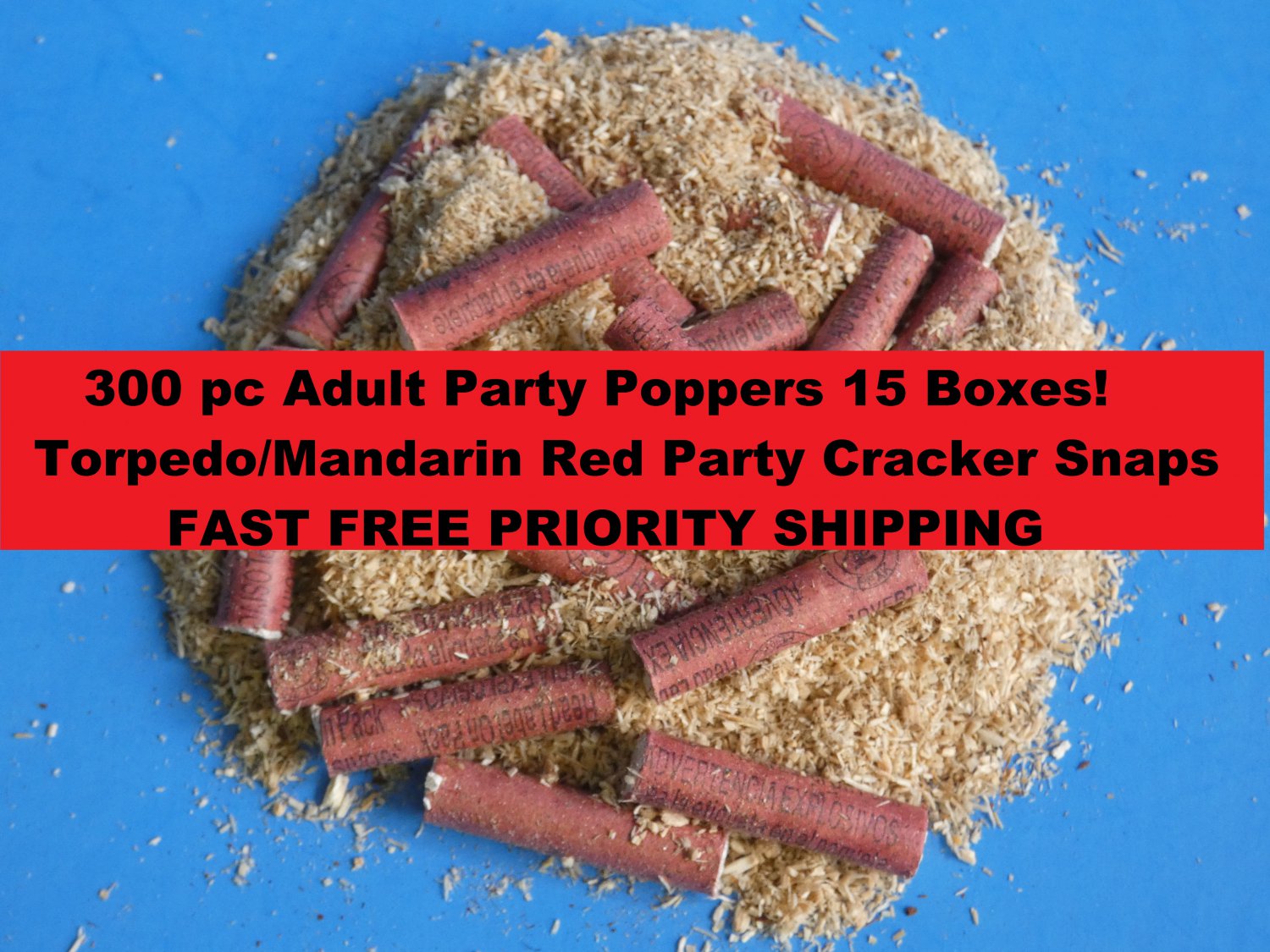 300 pc Adult Party Poppers 15 Boxes! Torpedo Mandarin Red Party Cracker Snaps FREE SHIP