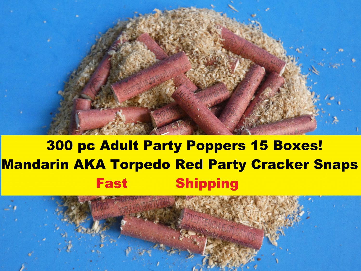 300 pc Adult Party Poppers 15 Boxes! Mandarin AKA Torpedo Red Party Cracker Snaps Fast Ship