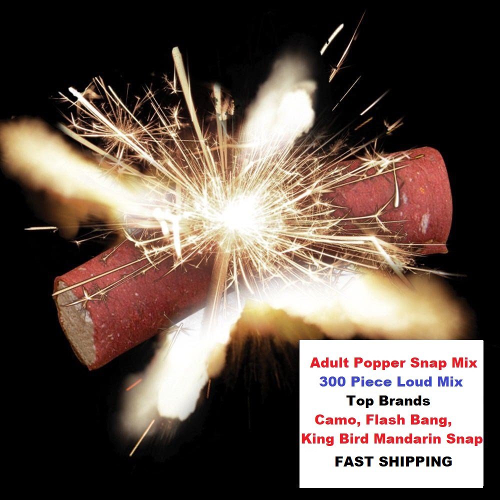 300 pc Mix Adult Party Poppers Camo Flash Bang Mandarin King Bird Loud Red Snap FAST Shipping