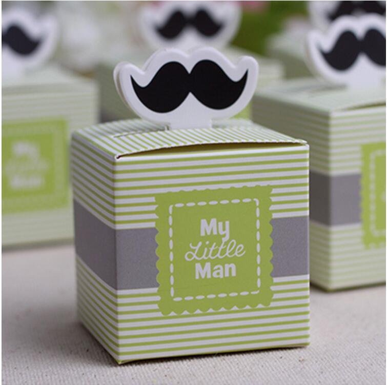 50pc shadow My little Man Mustache Baby Shower Candy Box Birthday Party Box