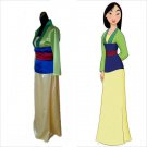 Movie Mulan Cosplay Costume Hu Mulan Green Dress Custom-made