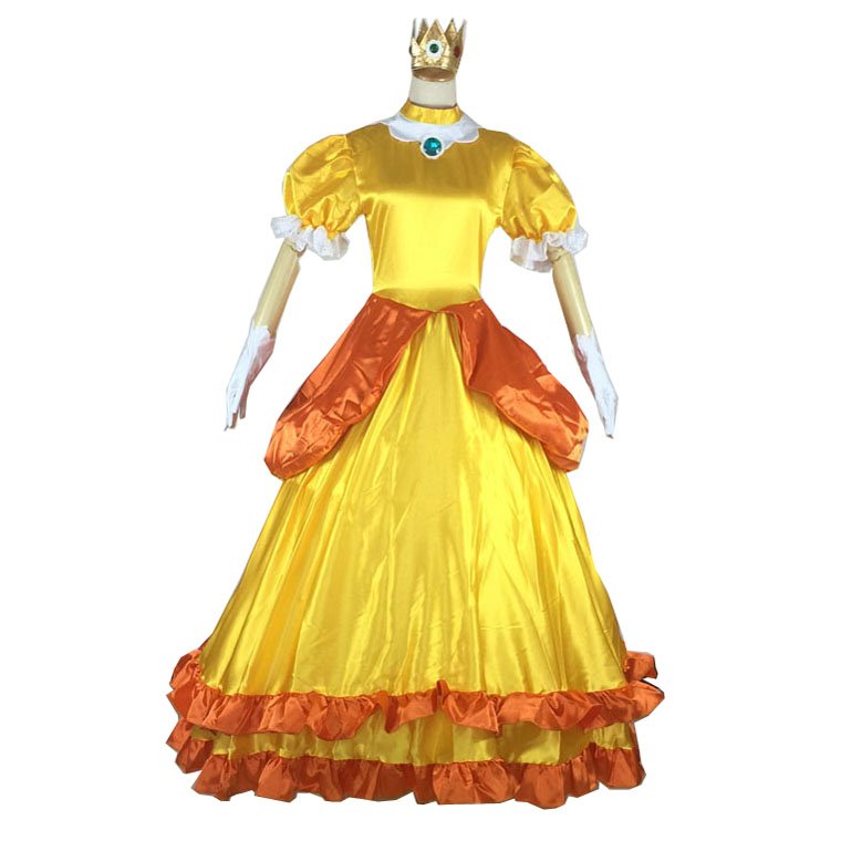 Princess Daisy Costume Halloween Cosplay Party Dress