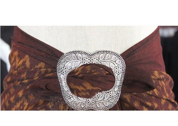Silver Sarong Buckle Scarf  Tie Clip Slide Wedding Prom Fancy Party Beach Summer