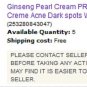 Cream Acne Whitening Lightening Skin Dark Spots . Ginseng Pearl Cream  PROMINA