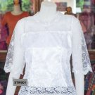Blouse Lace Floral Transparent Sleeves Dinner Wedding