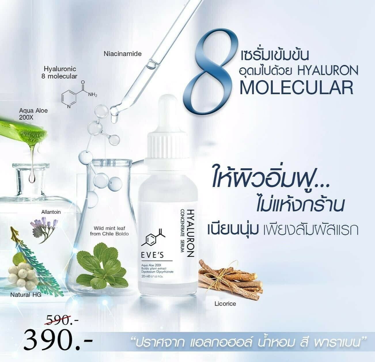3x HYALURON CONCENTRATE SERUM 20g. Anti aging. Moisture, Elasticity. Radiant
