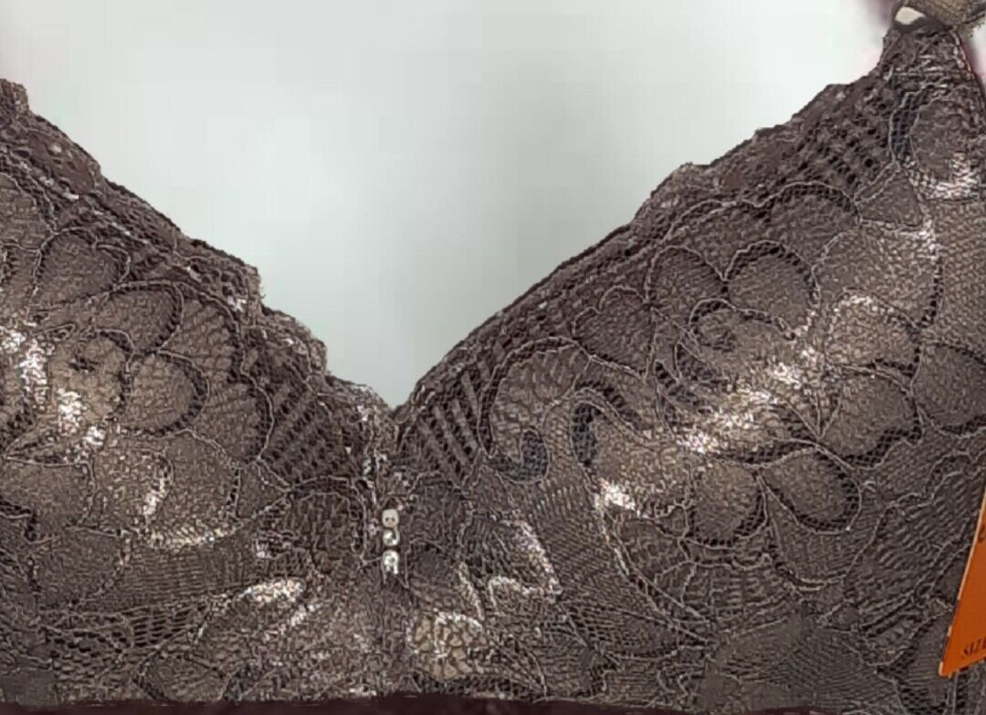2x Lace Floral Wired Bra. Straps(Adjustable) Push Up. 2x Black :- Size 32/70