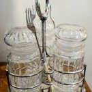 c1880 LEUCHARS & SONS Superb Glass Triple Pickle Set S/P With Forks