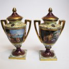 Exceptional Pr Royal Vienna ca1800 Miniature Mantle Vases Urns Hand Painted