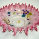 Extraordinary 12" Furled Edge Moser Glass Bridal Basket ca1900 Hand Decorated