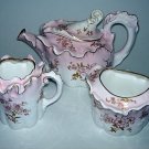 Doulton Burslem 1891-1902 Tea Set Wild Rose Teapot Sugar / Creamer Near Mint!