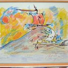 Peter Max (1937 - ) Lithograph & Gouache Study Sailing Hand Signed & Dated 1980