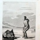 Unusual Original 1818 Engraving Hunchback Eskimo by Koenig & Lewis