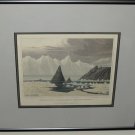 Rare Framed 1819 Engraving Captain Ross Charlotte Islands Coburg Bay Canada