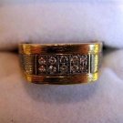 Beautiful 14k YG & WG Gents Ring 11.7gr 10 x Diamonds Size 10.5