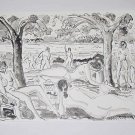 Alain Duperay (1949 - ) Nude Bathers Original Signed Drawing ca1970 Listed