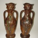 Superb Pair Signed Art Noveau Matching Patinated Spelter Vases ca1920 by G. Des