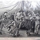 Wood Engraving ca1880 Skating Carnival Ottawa Canada 21" x 14" by Arthur Hopkins